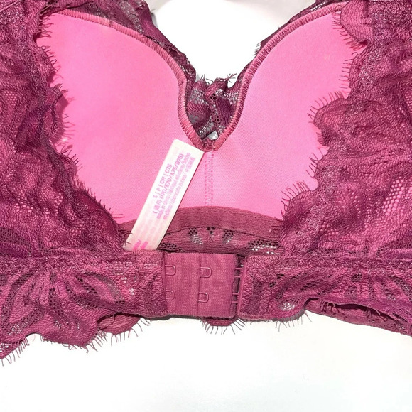 PINK Victoria’s Secret Date Push-up Bralette in Magenta Lace Small Women’s - Picture 7 of 11